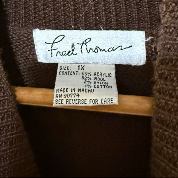 Vintage 1990s Fred Thomas Knit Argyle Abstract Mock Neck Sweater - Picture 5 of 6